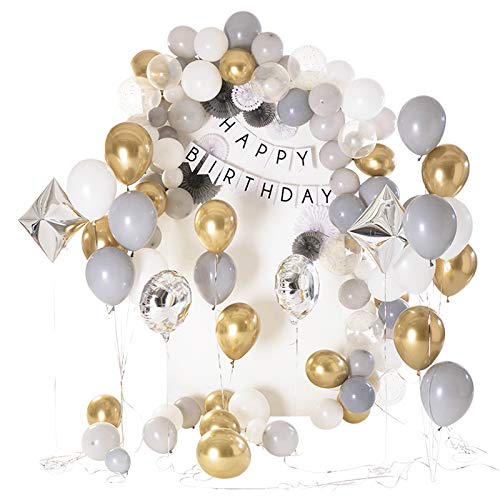 Eanjia 4D Silver Polyhedron RhombusAluminum Foil Balloons 4count Hangable Crown Silver Diamond Mylar Cube Balloons for Baby shower Space Frozen Wonderland Birthday Party & Wedding Party Decor