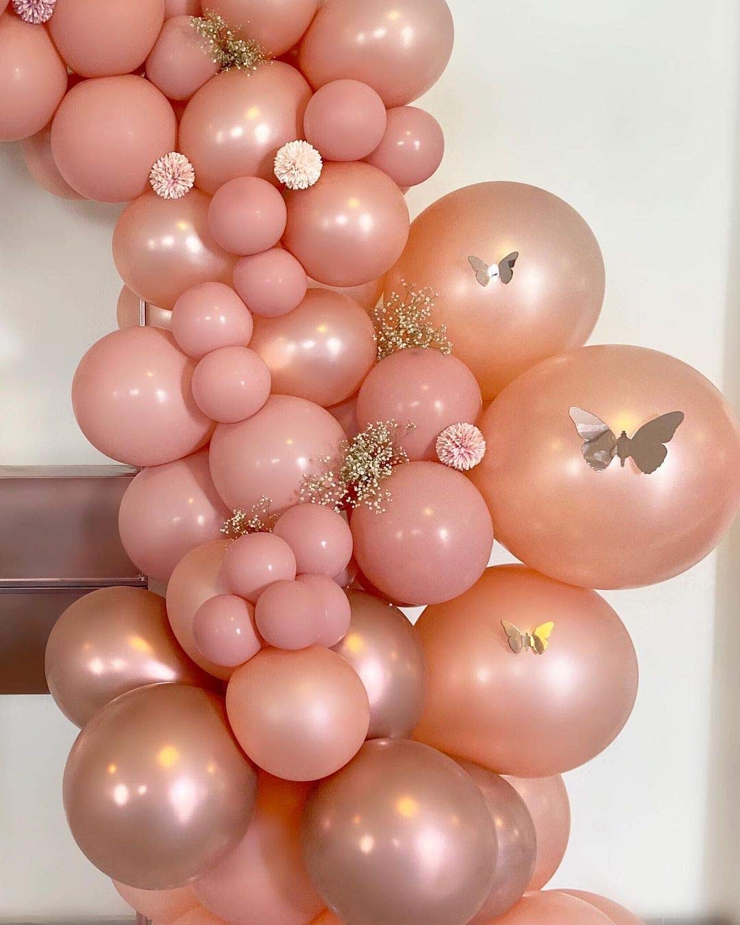 Eanjia Rose Gold Balloon Garland Kit 85pcs 5" 10" 12" Dusty Pink,Clear Double Stuffed Balloons for Party Decoration (Rose Gold)