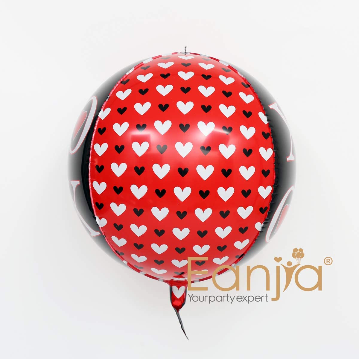 Eanjia 16" XOXO Letter Orb Foil Balloons Large Sphere Helium Balloons Heart Print Aluminum Mylar Balloon | Engagement Bachelorette Party Decorations, Bridal Shower (XOXO -Round)