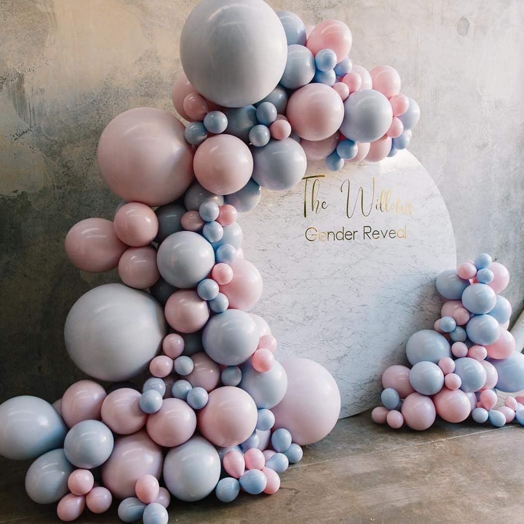 Eanjia Luxury Gender Reveal Garland Kit Pink & Blue 5" 10" 12"18" Pink Blue Double-Stuffed Latex Balloon for Baby Shower Birthday Party Backdrop Venue (Pink & Blue)