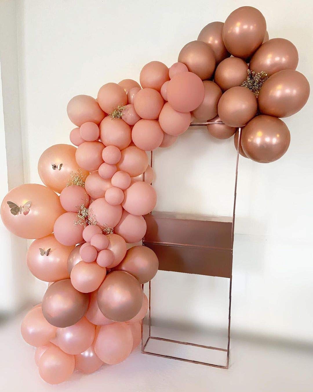 Eanjia Rose Gold Balloon Garland Kit 85pcs 5" 10" 12" Dusty Pink,Clear Double Stuffed Balloons for Party Decoration (Rose Gold)