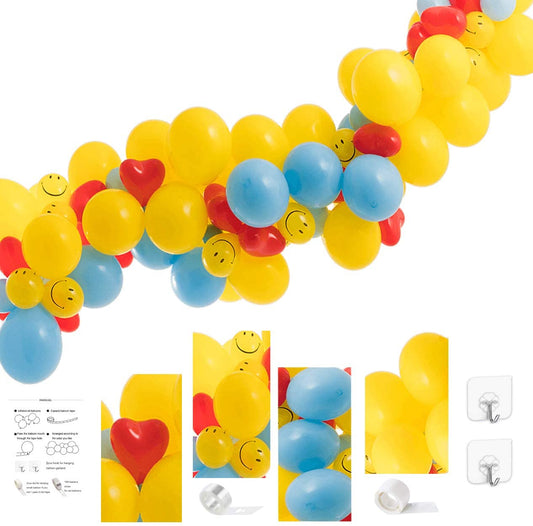 Eanjia DIY Balloon Garland Kit Smile Yellow Red Heart Latex Balloon Arch for Get well soon Birthday Baby Shower Home Party Decoration (Smile)