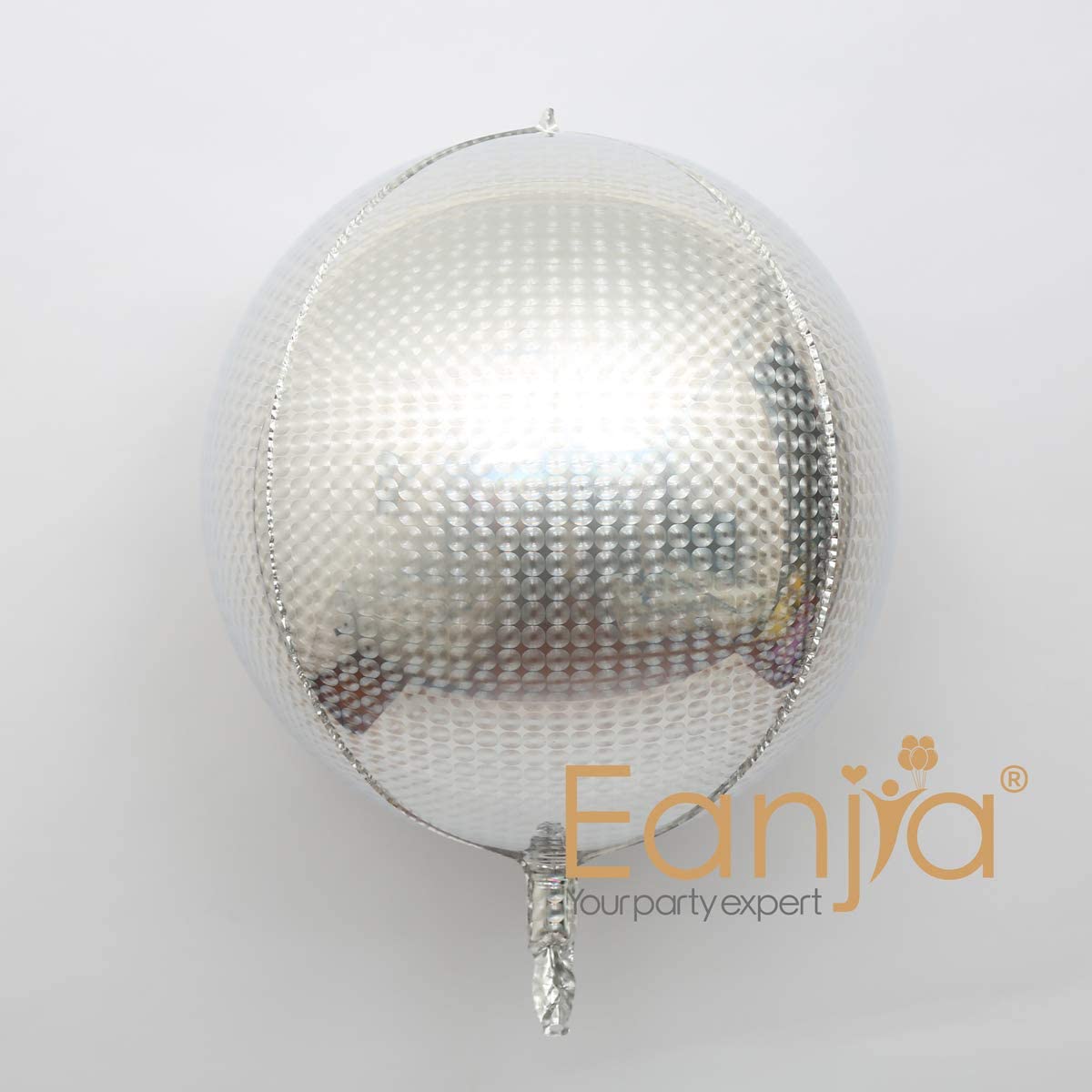 Eanjia 16" Orb Foil Balloons 4pcs Hangable Holographic Laser Steel Ball Pattern 4D Large Round Sphere Aluminum Foil Balloon Metallic Balloon Birthday Party Wedding Baby Shower Decor (Gold & Silver)