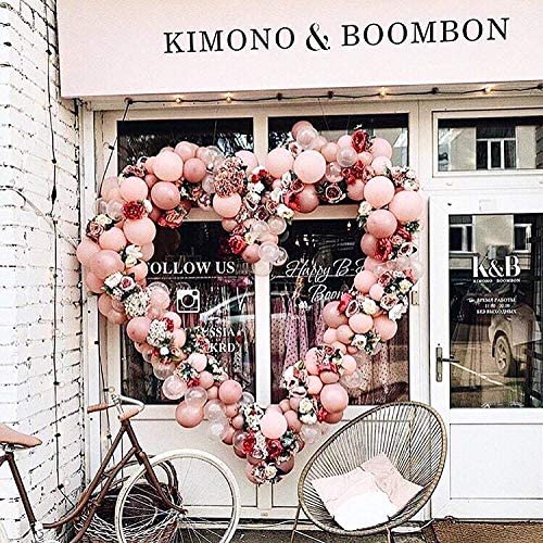 Eanjia Rose Balloon Garland Kit Mauve Pink Balloons 185 pcs for Dusty Balloons Garland Wedding Bachelorette Mauve Birthday Decorations Anniversary Party Decorations Backdrop Decor