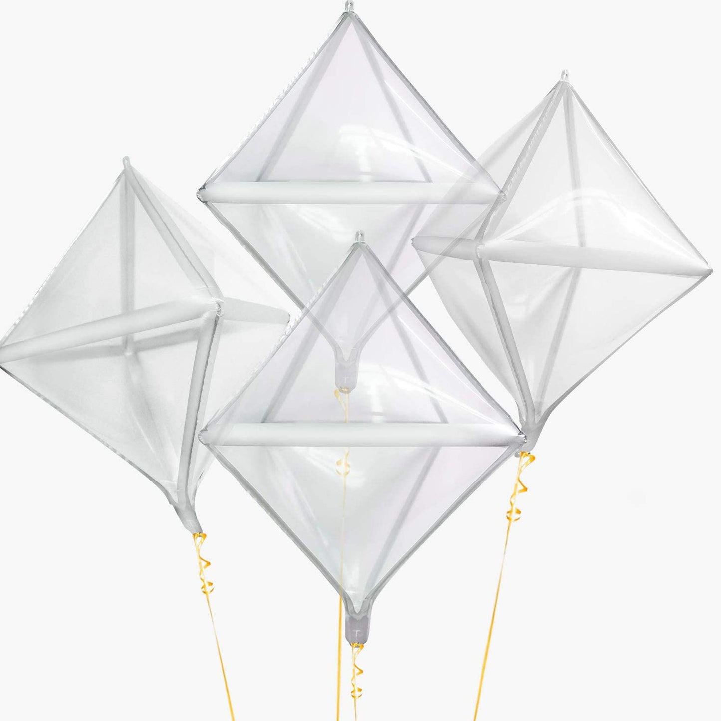 Eanjia Transparent Gold Pink Silver Rose Gold Line 4D Polyhedron Rhombus Diamond,Cube Helium Foil Balloons