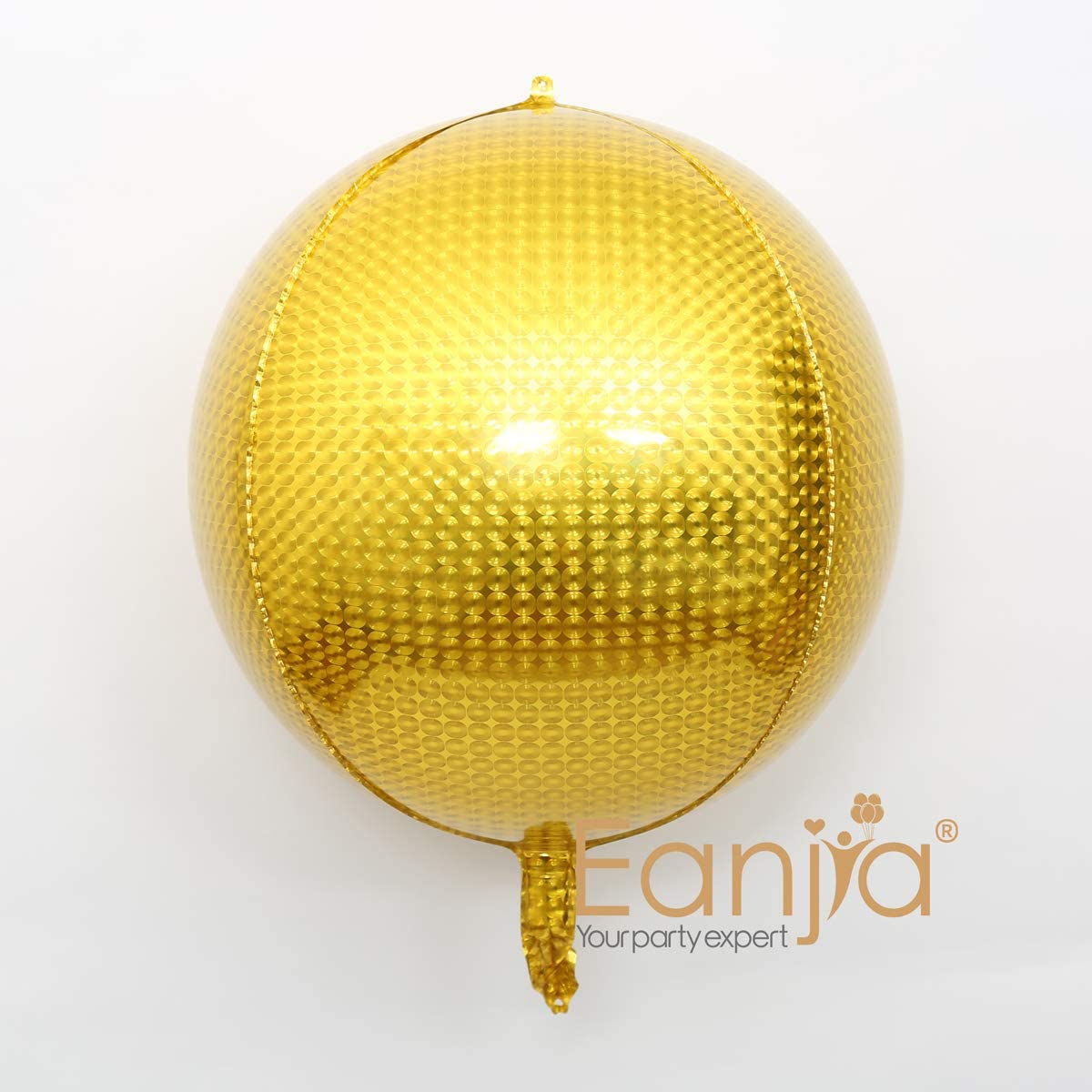 Eanjia 16" Orb Foil Balloons 4pcs Hangable Holographic Laser Steel Ball Pattern 4D Large Round Sphere Aluminum Foil Balloon Metallic Balloon Birthday Party Wedding Baby Shower Decor (Gold & Silver)