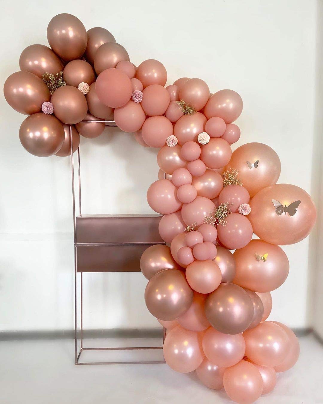 Eanjia Rose Gold Balloon Garland Kit 85pcs 5" 10" 12" Dusty Pink,Clear Double Stuffed Balloons for Party Decoration (Rose Gold)