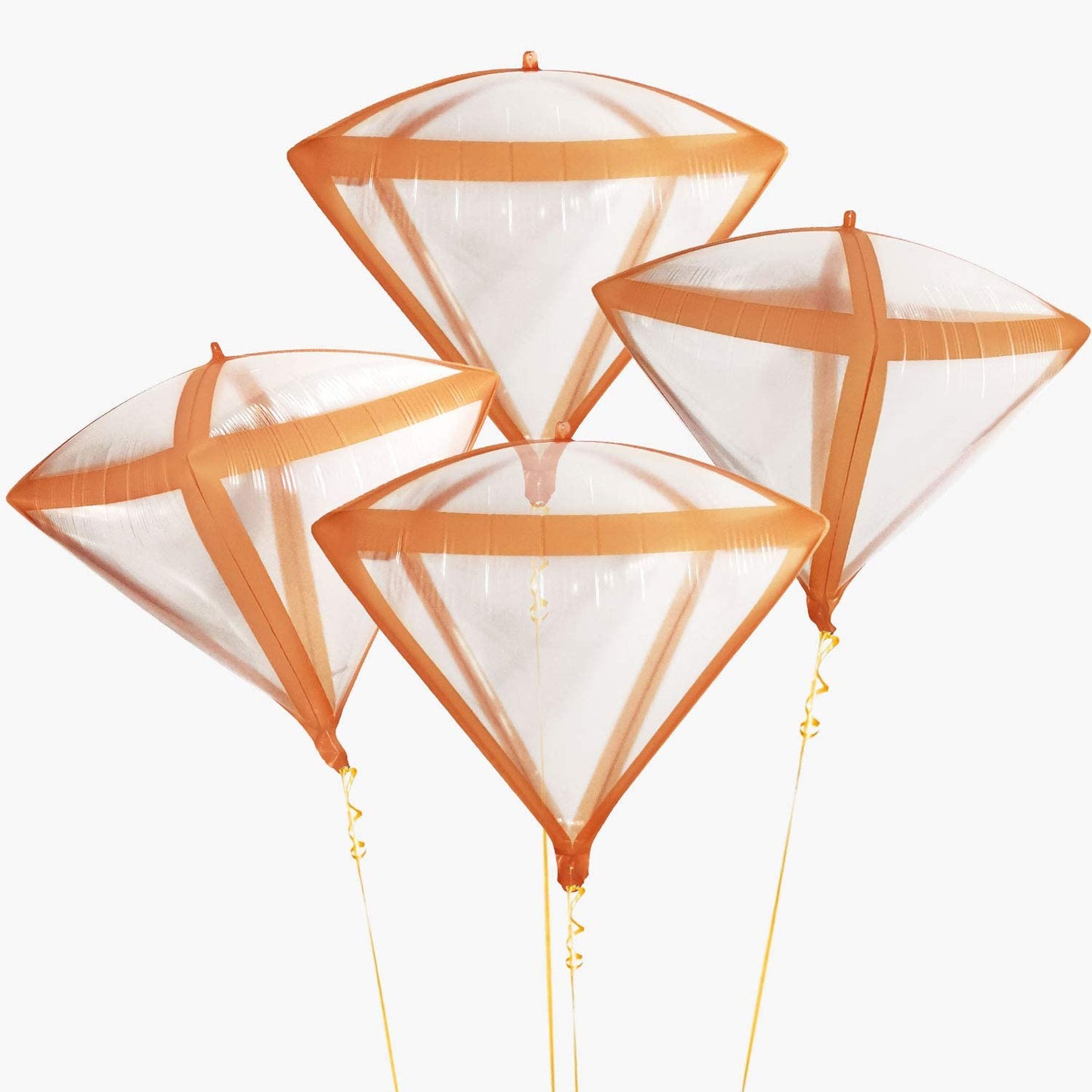 Eanjia Transparent Gold Pink Silver Rose Gold Line 4D Diamond Foil Balloons,Cube Helium Foil Balloons