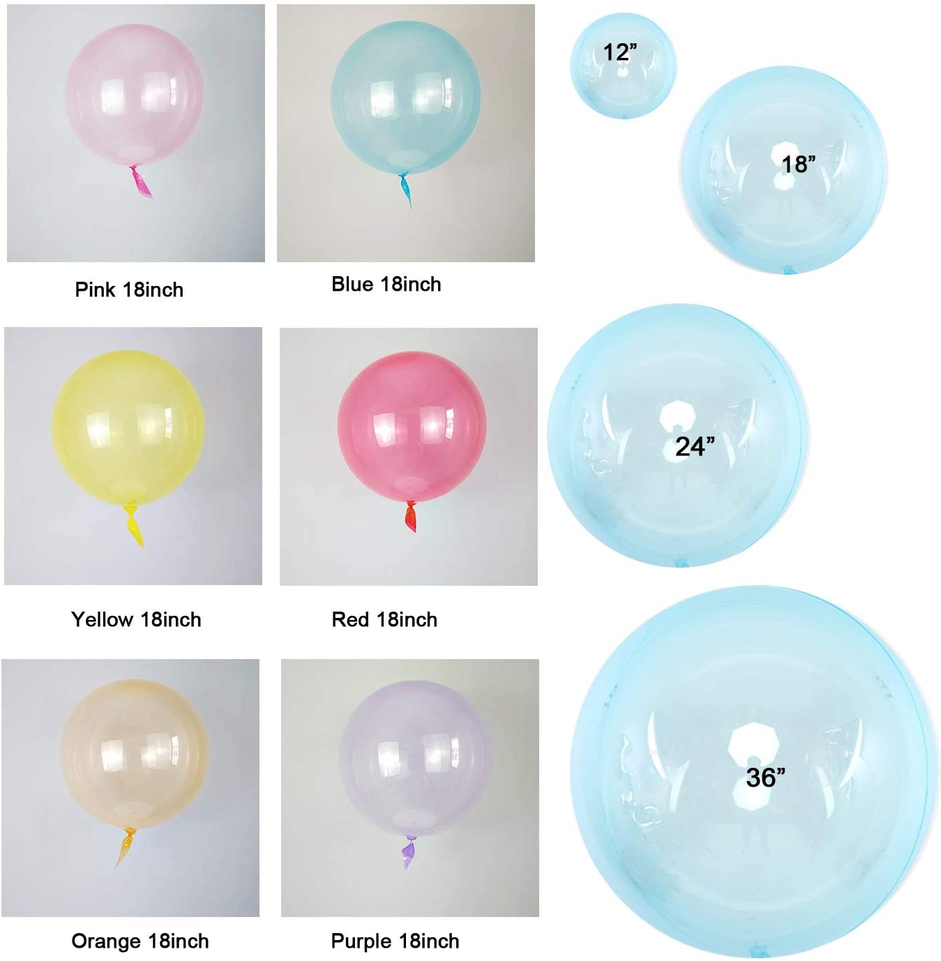 Crystal Clear Bubble Balloon 18" 24" 36" Transparent Pastel Sphere Round Balloon New Marcon Clear Balloon for Birthday Wedding Event Party Decoration by Eanjia