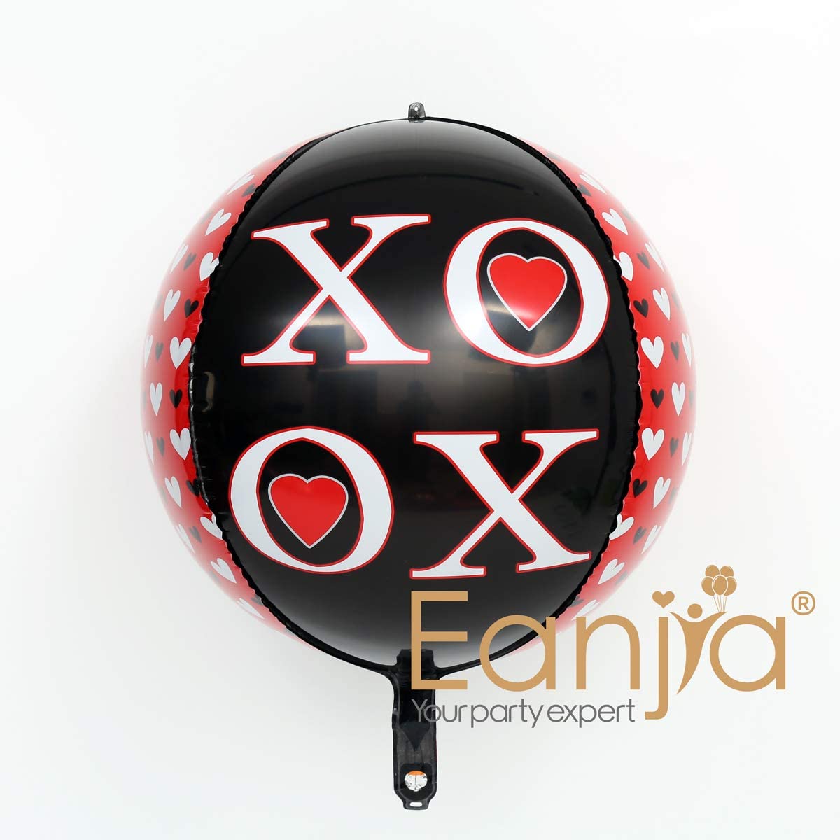 Eanjia 16" XOXO Letter Orb Foil Balloons Large Sphere Helium Balloons Heart Print Aluminum Mylar Balloon | Engagement Bachelorette Party Decorations, Bridal Shower (XOXO -Round)