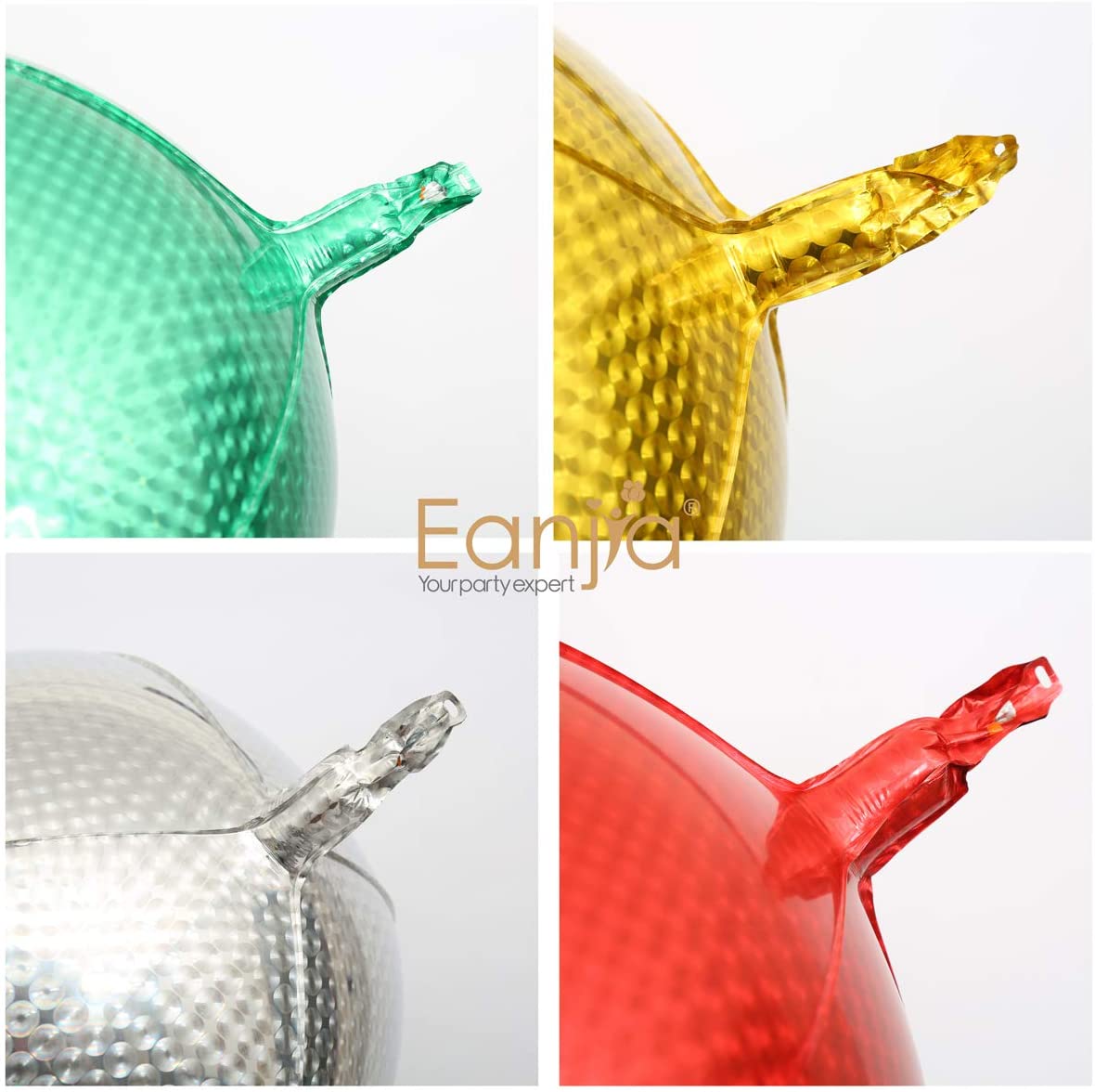 Eanjia 16" Orb Foil Balloons 4pcs Hangable Holographic Laser Steel Ball Pattern 4D Large Round Sphere Aluminum Foil Balloon Metallic Balloon Birthday Party Wedding Baby Shower Decor (Gold & Silver)