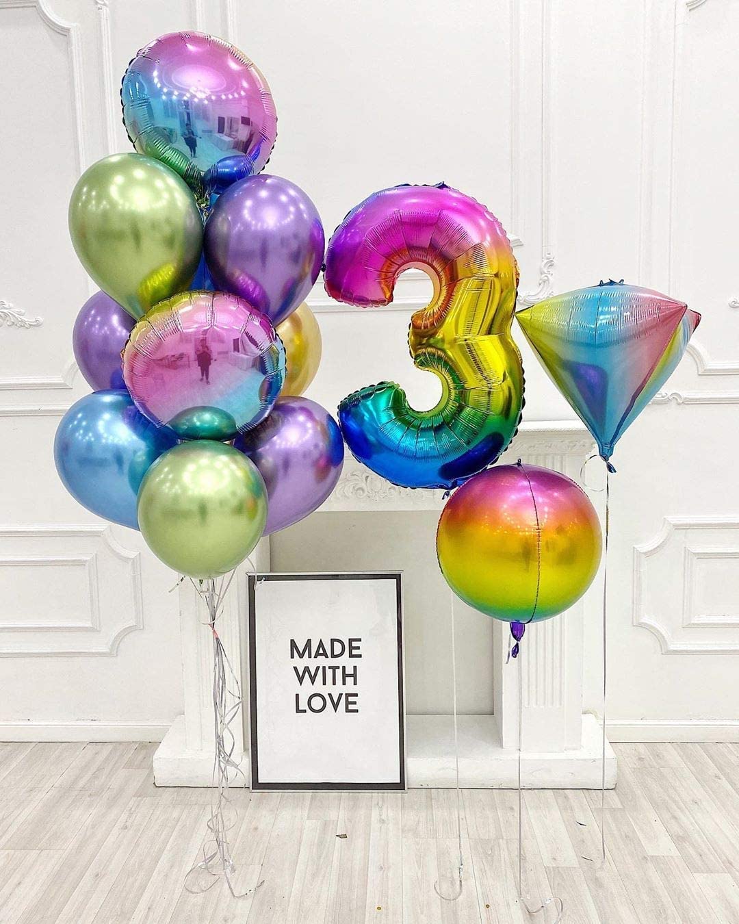 Eanjia  Gradient Ombre 4D Foil Balloons Rainbow 2