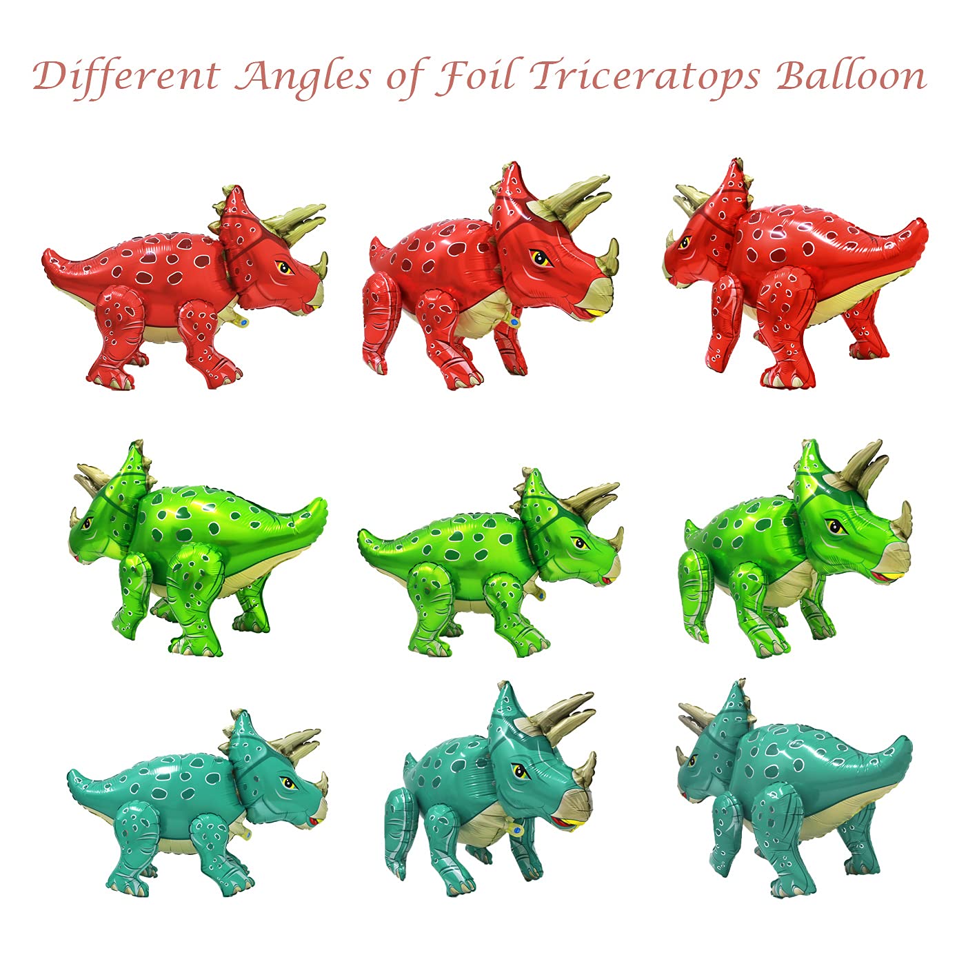 Eanjia 3D Foil Dinosaur Balloon 3pcs Standing Triceratops Balloons Cartoon Dinosaur Birthday Party Supplies Dinosaur Themed Jungle Party Baby Shower Garland Kit Decorations