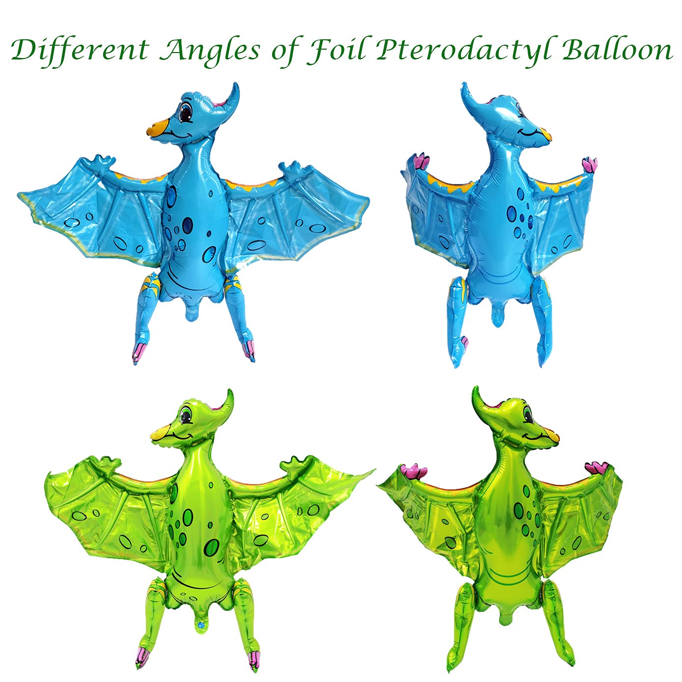 Eanjia 3D Foil Dinosaur Balloon 2pcs Pterodactyl Balloons Cartoon Dinosaur Birthday Party Supplies Dinosaur Themed Jungle Party Baby Shower Garland Kit Decorations