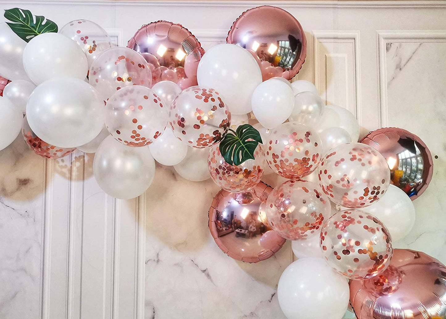 DIY Rose Gold Balloons Garland Kit 70pcs Latex Balloons Confetti Balloons Foil Balloons Combination Arch Garland Banner for Birthday Wedding Party Photo Booth Backdrop Venue Decor (Rose gold)