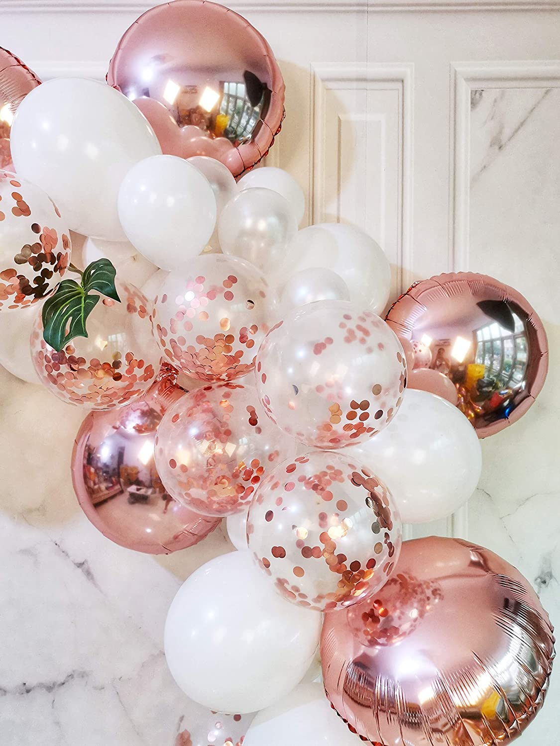 DIY Rose Gold Balloons Garland Kit 70pcs Latex Balloons Confetti Balloons Foil Balloons Combination Arch Garland Banner for Birthday Wedding Party Photo Booth Backdrop Venue Decor (Rose gold)