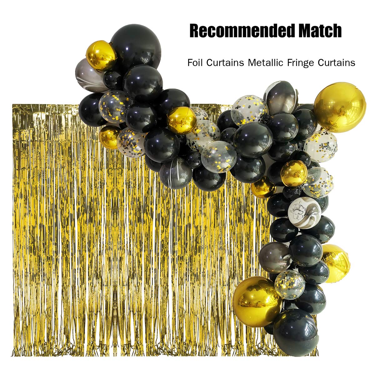 Eanjia Gold and Black Balloons Garland Kit 5"-18" Agate Balloons Confetti Balloons Gold Orb Balloons Arch for Birthday Masquerade Gasby Party Decor (Black & Gold)