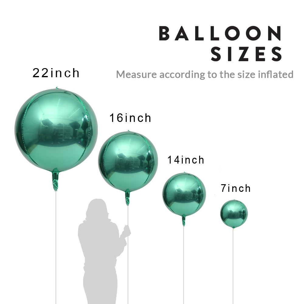 Eanjia Hangable 4D Orbz Foil Balloons 7" 14" 16" 22“ Forest Green