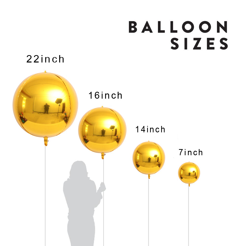 Eanjia Hangable 4D Orbz Foil Balloons 7" 14" 16" 22“ Gold