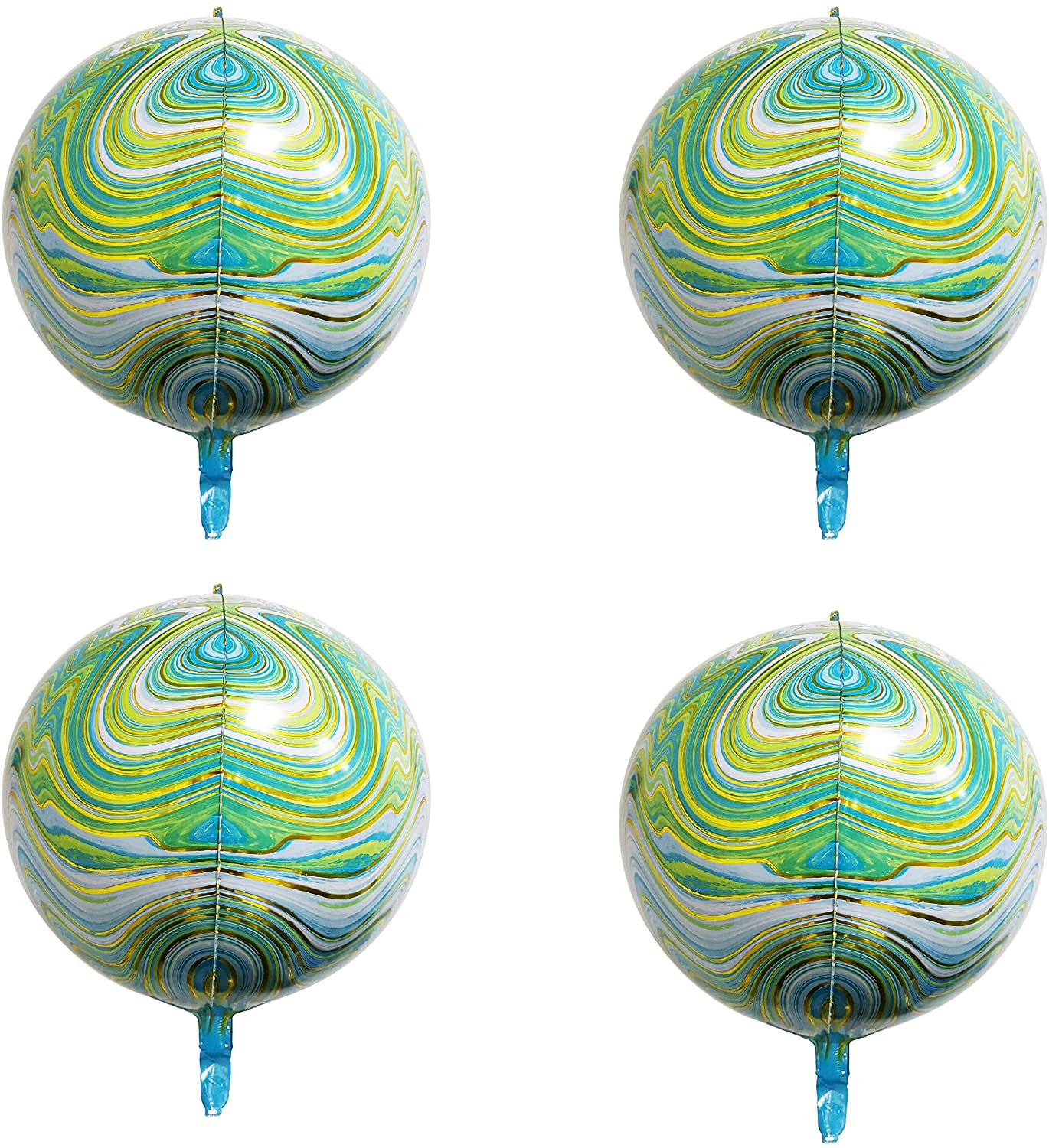 Eanjia Green Gold Agate Orb Balloons Hangable 4 Count 16" 4D Foil Balloons Round Aluminum Balloons 22 Birthday Balloons Decorations Wedding Balloon Arch Kit Green Gold Celebration Party Supplies