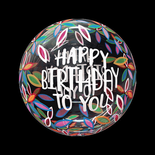 Eanjia  20 inch Happy Birthday Petals Bubble Balloons