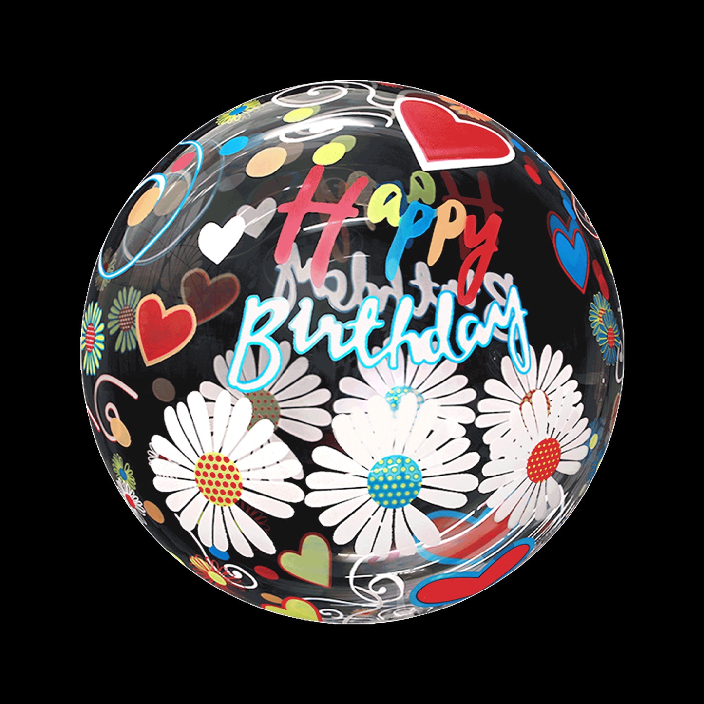 Eanjia  20 inch Happy Birthday Daisy Bubble Balloons