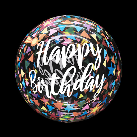 Eanjia  20 inch Triangle Happy Birthday Bubble Balloons