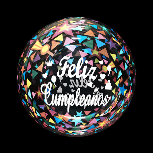 Eanjia  20 inch Triangle Feliz Cumpleanos Bubble Balloons