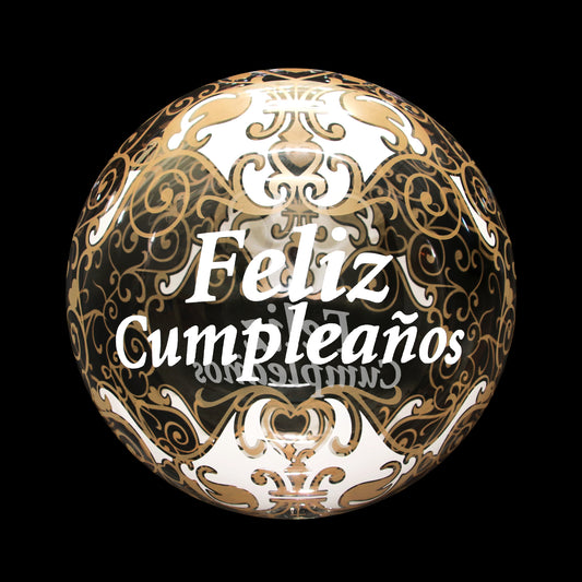 Eanjia  20 inch Floral Pattern Feliz Cumpleanos Bubble Balloons