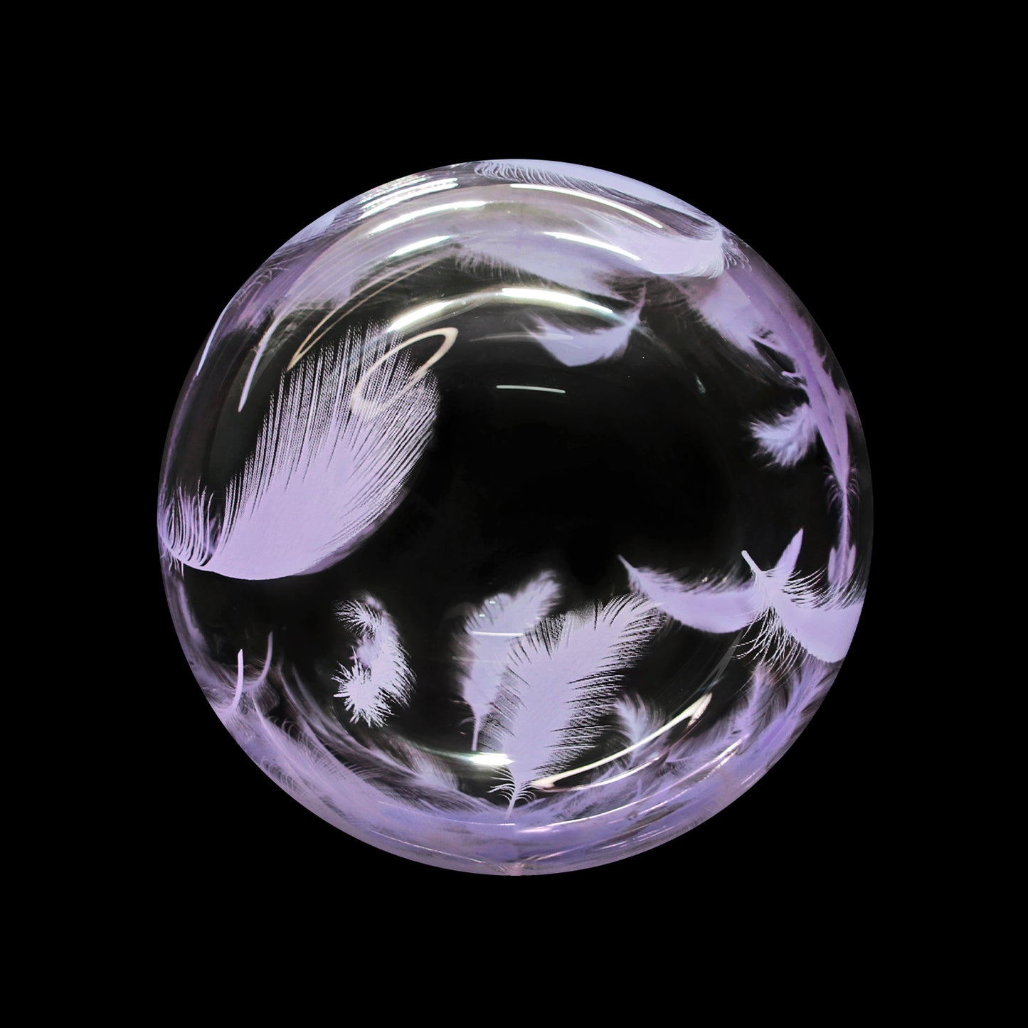 Eanjia 18inch Singele Color Printed Bubble Purple Feather Balloon