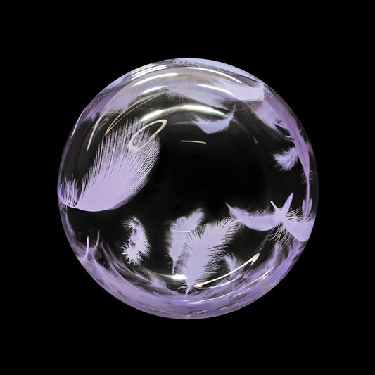 Eanjia 18inch Singele Color Printed Bubble Purple Feather Balloon