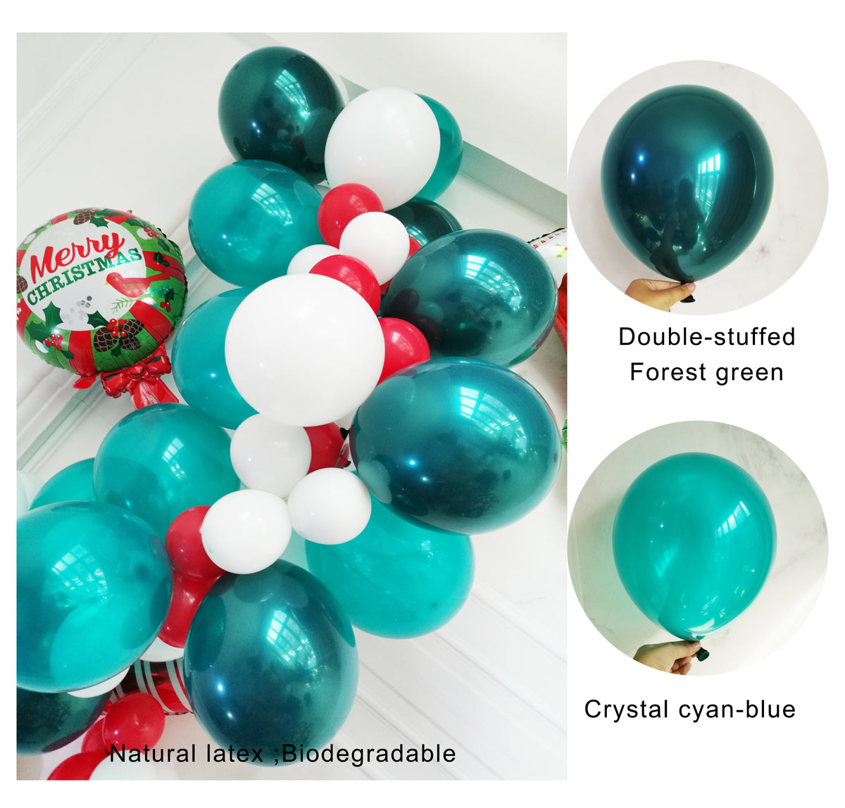 Eanjia Forest Theme Balloons Garland Kit DIY Balloon Arch Double Stffed Forest Green 5-18" Latex Balloons 8ft Stipe Tape Glue Dots for Christmas Party Jungle Safari Birthday Decoration