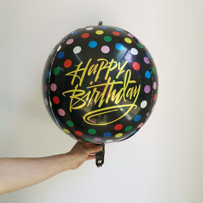 16inch Confetti Happy Birthday Orbz Foil Balloons 4D Sphere Mylar Balloon Plane Size 22inch