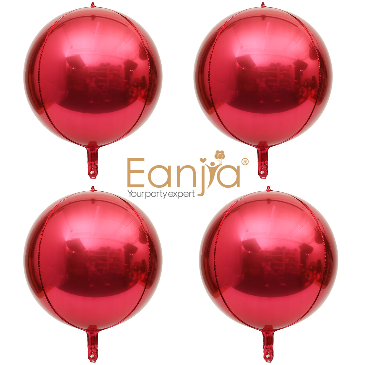 Eanjia Hangable 4D Orbz Foil Balloons 7" 14" 16" 22“ Red