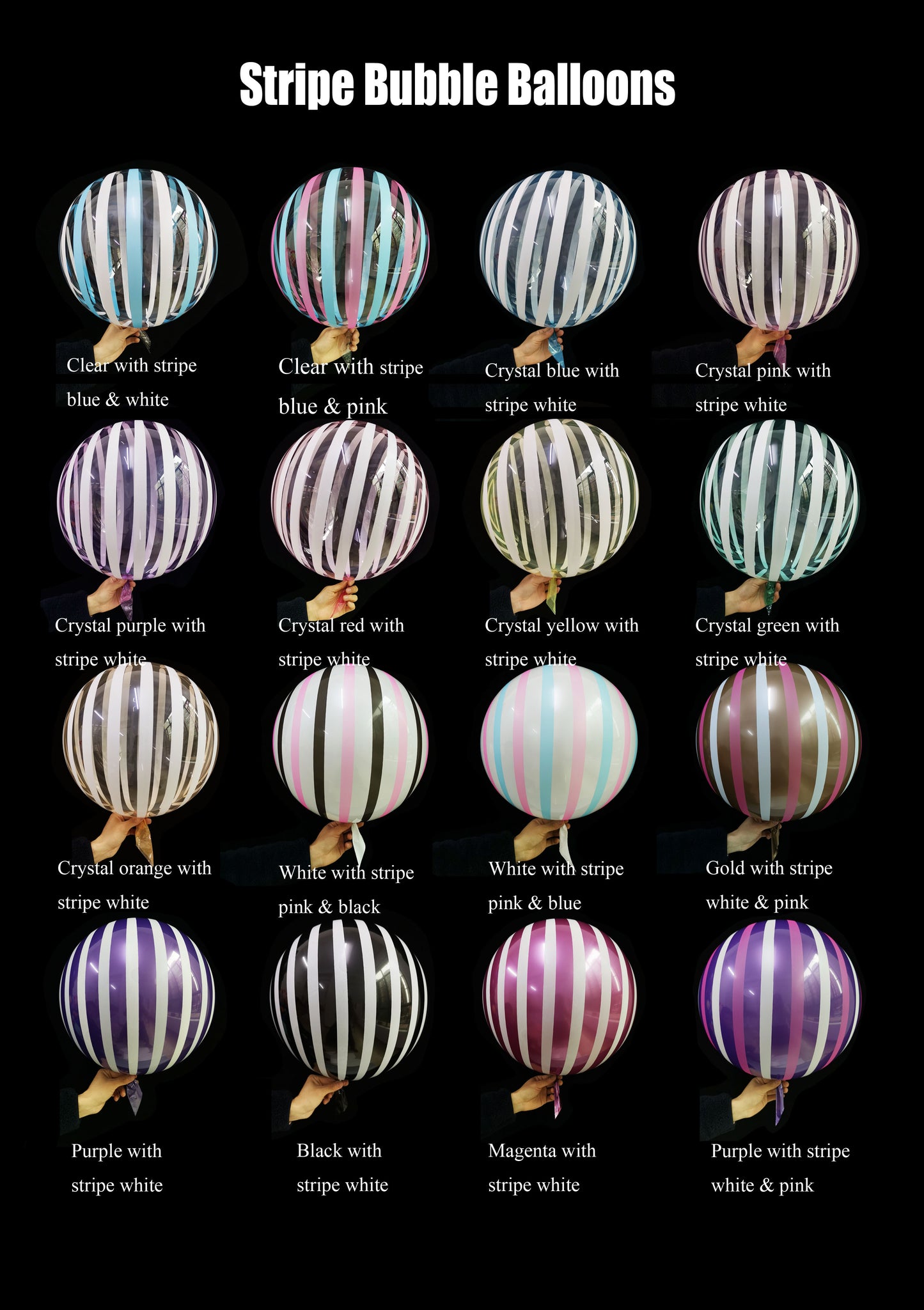 Eanjia 18inch Stripe Bubble Balloons Ball Shape,Long Lasting,Durable,Antioxidant Version Without Self-sealing valve