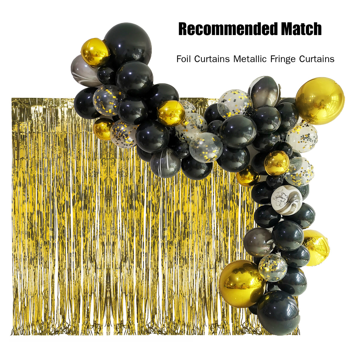 Eanjia Gold and Black Balloons Garland Kit 5"-18" Agate Balloons Confetti Balloons Gold Orb Balloons Arch for Birthday Masquerade Gasby Party Decor