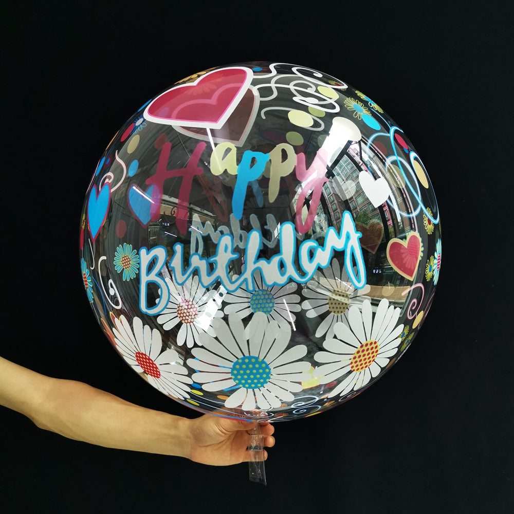 Eanjia  20 inch Happy Birthday Daisy Bubble Balloons