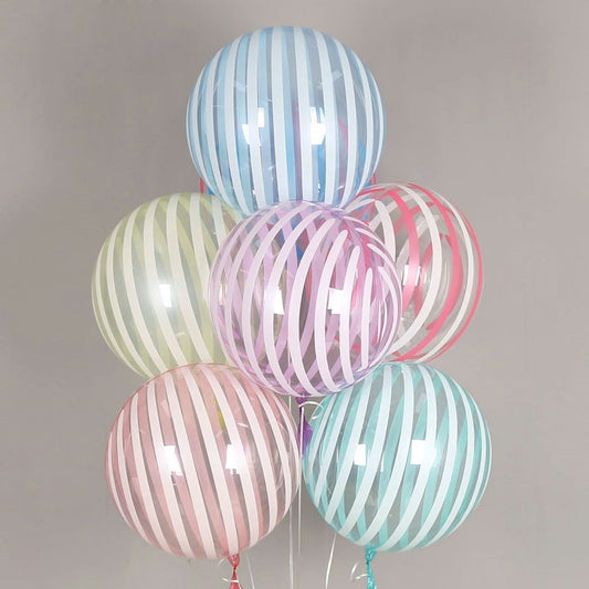 Eanjia 18inch Stripe Bubble Balloons Ball Shape,Long Lasting,Durable,Antioxidant Version Without Self-sealing valve