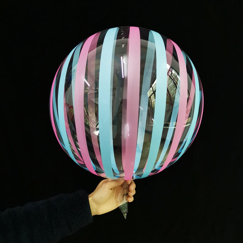 Eanjia 18inch Stripe Bubble Balloons Ball Shape,Long Lasting,Durable,Antioxidant Version Without Self-sealing valve