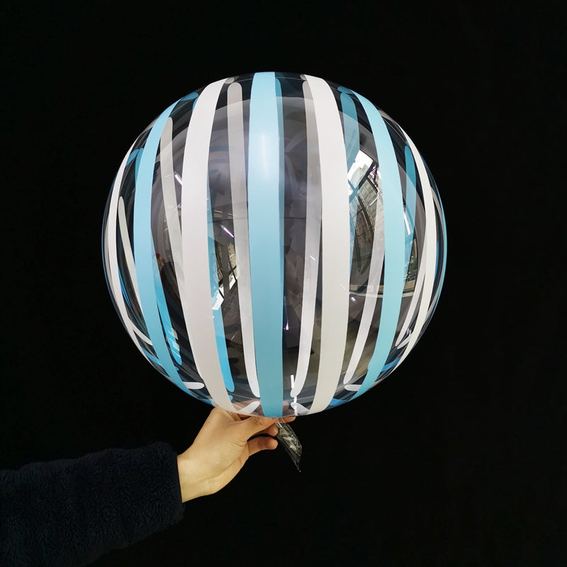 Eanjia 18inch Stripe Bubble Balloons Ball Shape,Long Lasting,Durable,Antioxidant Version Without Self-sealing valve