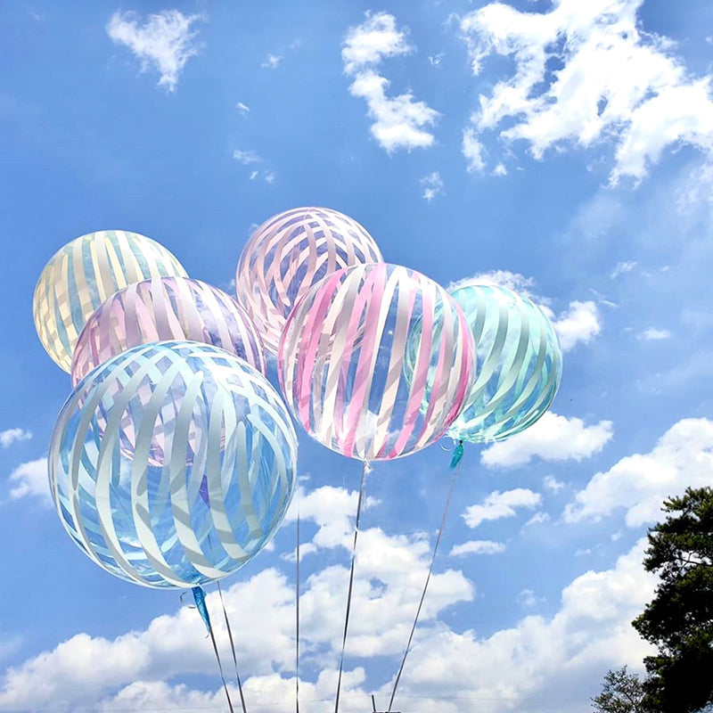 Eanjia 18inch Stripe Bubble Balloons Ball Shape,Long Lasting,Durable,Antioxidant Version Without Self-sealing valve