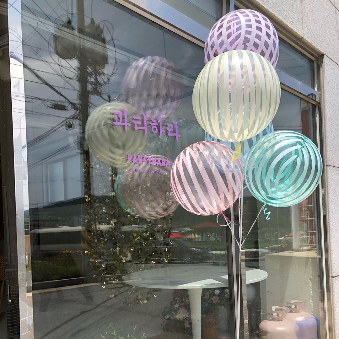 Eanjia 18inch Stripe Bubble Balloons Ball Shape,Long Lasting,Durable,Antioxidant Version Without Self-sealing valve