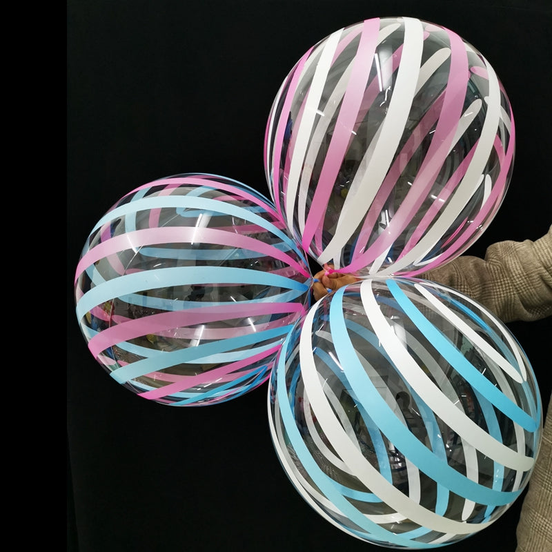 Eanjia 18inch Stripe Bubble Balloons Ball Shape,Long Lasting,Durable,Antioxidant Version Without Self-sealing valve