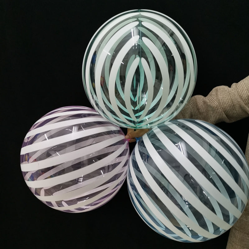 Eanjia 18inch Stripe Bubble Balloons Ball Shape,Long Lasting,Durable,Antioxidant Version Without Self-sealing valve