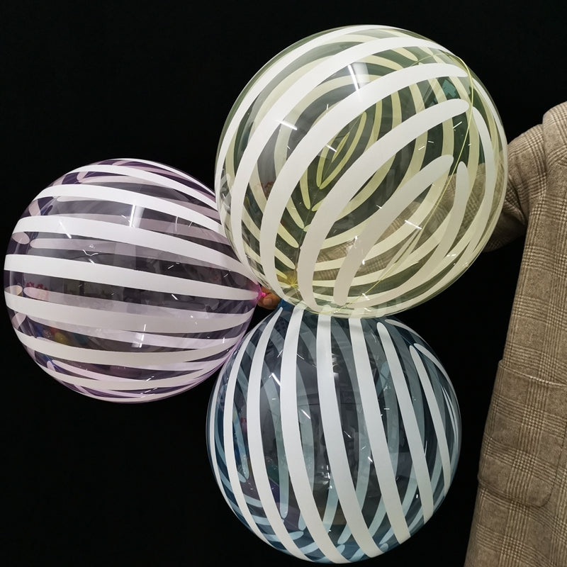 Eanjia 18inch Stripe Bubble Balloons Ball Shape,Long Lasting,Durable,Antioxidant Version Without Self-sealing valve